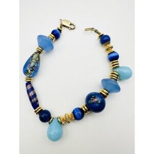 14k Gold Filled Murano Glass Bead Bracelet 8”